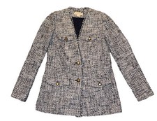 Michael Kors Women  s Blue/White 2 Button Knit Tweed Blazer Jacket Size 2