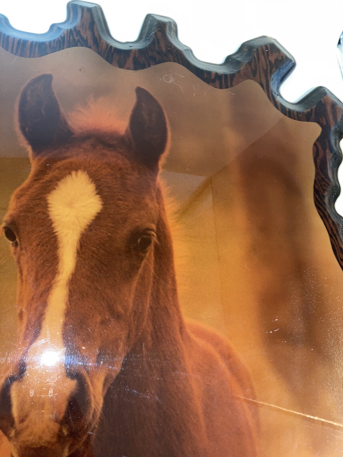 Vintage Horse Picture Shellac On Wood Large Wall Hanging Equestrian | eBay