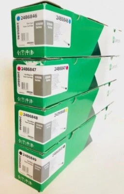  toners  Lexmark 24B6849 + 24B6848 + 24B6847 + 24B6846 4 couleurs Ou Noir  - Photo 1/4