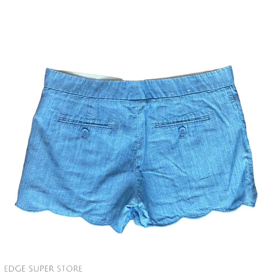 Club Monaco Light Blue Cotton Chino Chambray Mini Preppy Casual Shorts Size 00 - Image 3 of 4