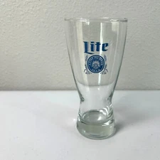 Miller Lite Beer Sham Glass Vintage Blue Logo Pilsner Barware Tavern