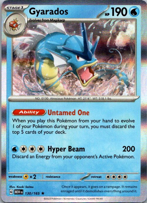 Pokemon Scarlet & Violet 151 Gyarados Rare Holo 130/165