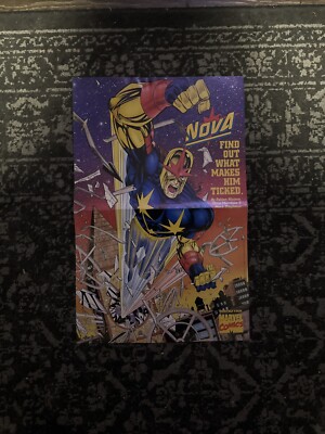 1993 Marvel NOVA Store Window Poster Find Out What Makes Him Mad 11x17 Inches