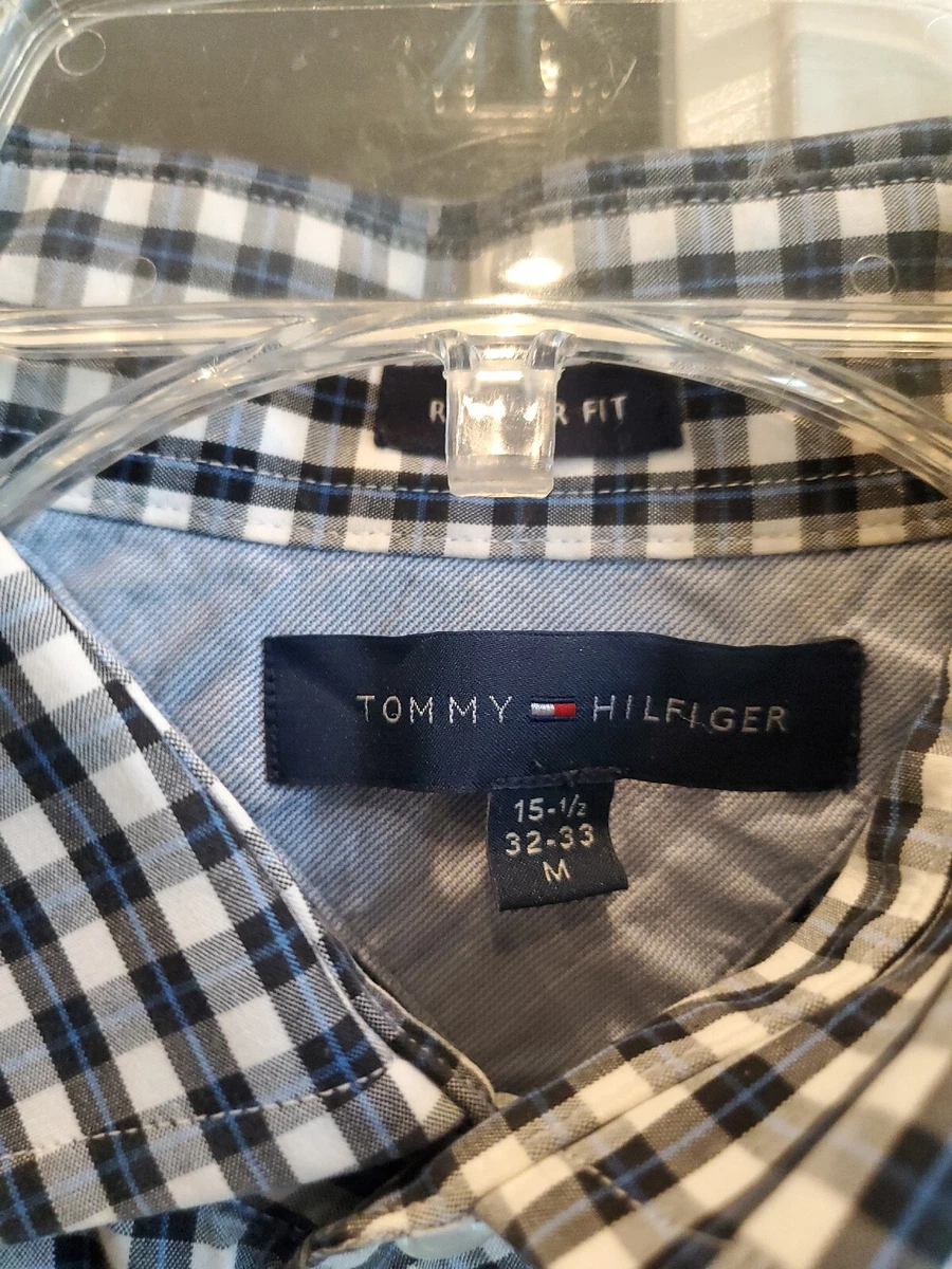Tommy Hilfiger Chemise homme manches longues INDIGO Bleu Blanc Taille 15 1