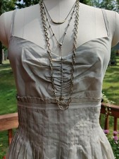 NWT Calvin Klein Khaki Tuck Pleat Spagetti Strap Flowy Sundress Size 8 $110