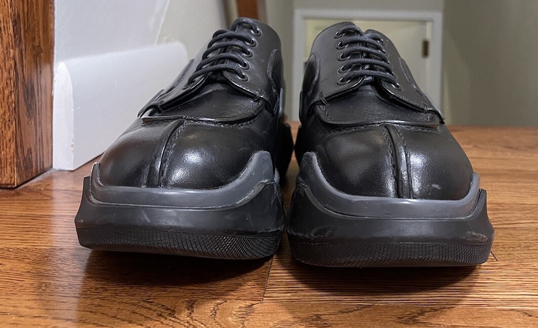 Luxury Prada Chunky Sneakers Black Leather 2EG132 Men's Size Luxury Prada Chunky Sneakers Black Leather 2EG132 Men's Size