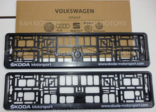 NEW GENUINE PAIR SKODA MOTORSPORT NUMBER PLATE HOLDERS 520x110mm 000071800N