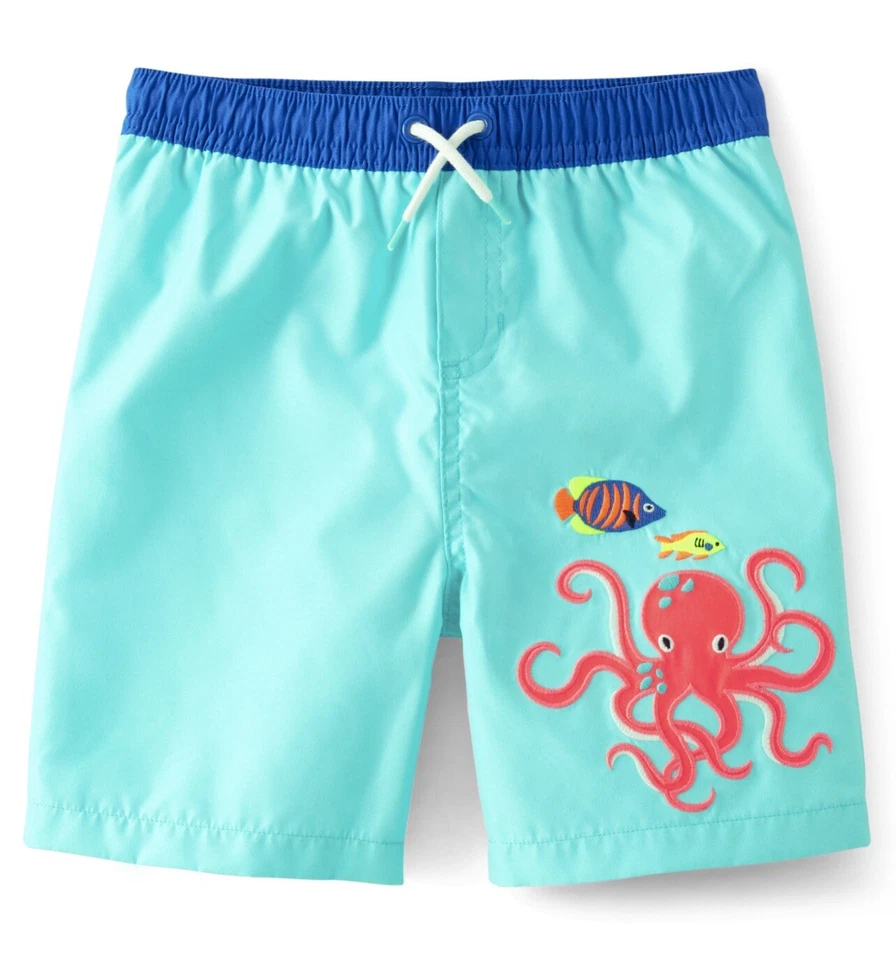 Gymboree 7 Niños Splish Splash Rashguard Pantalones Cortos Conjunto Pulpo Pez Nuevo con Etiquetas Sombrero para el Sol Nadar Foto 4 de 4