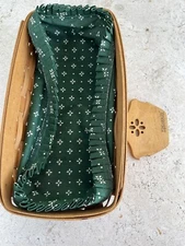 Vintage 1994 Longaberger Hostess Serving Tray Basket With Green Fabric Liner