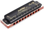 EASTTOP 10Hole Diatonic Blue Harmonica Key of A C G Black Professional Harmonica