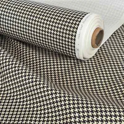 DESIGNERS FABRIC Black & Beige Houndstooth Fabric – Organic Cotton Upholstery / Curtain Material