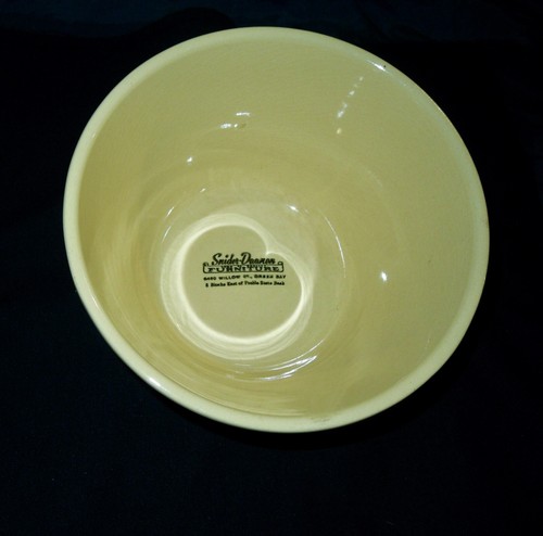 Vintage Watt Pottery Apple #8 Ribbed Mixing Bowl with Advertising - Picture 3 of 3