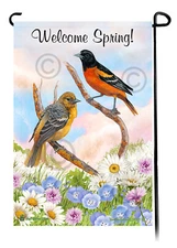 Baltimore Orioles Welcome Spring Flowers Garden Flag