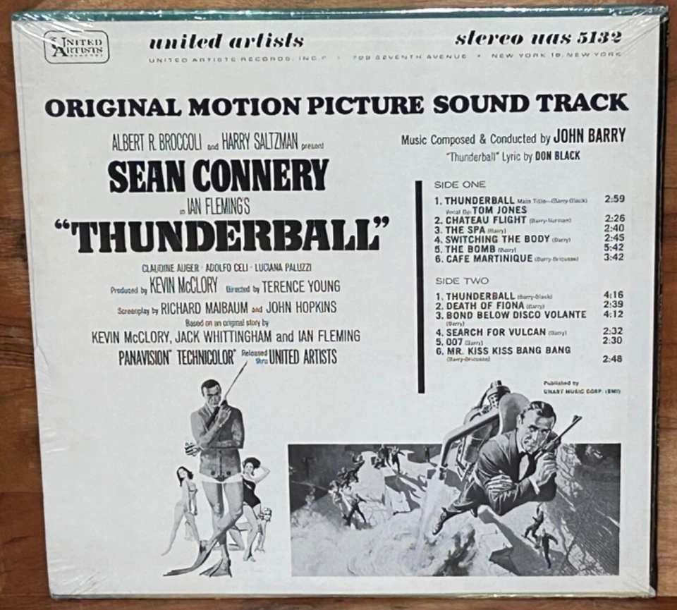 Sealed JOHN BARRY / TOM JONES Thunderball 1965 UNITED ARTISTS sndtrk LP NM/MINT - Image 2 of 2