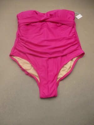 NWT Kona Sol Size 18 Womens Pink Lined Wireless Strapless One-Piece Swim Suit 9J
