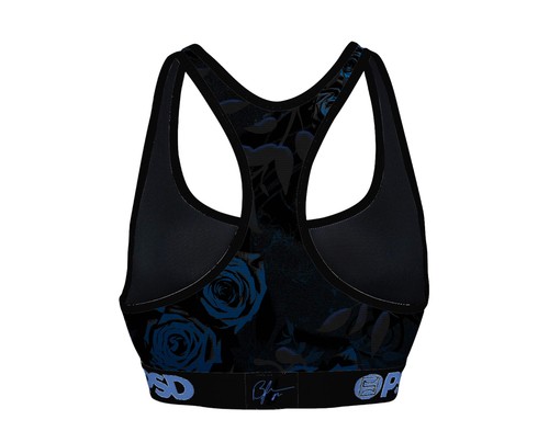 PSD x Bronny - Steel Floral Black/Blue Women's Sports Bra 4224T1094 - Picture 2 of 4