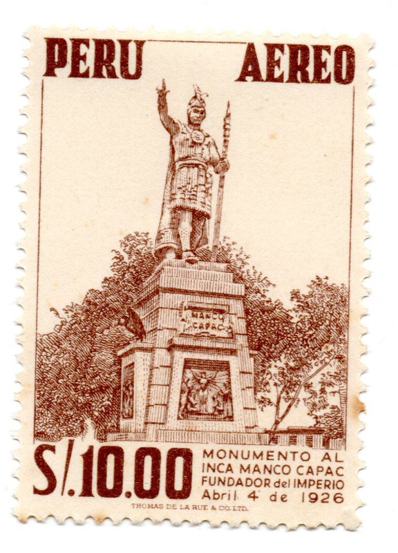 Perú 1953, Inca Manco Capac, Founder of the empire, brown, accept offers