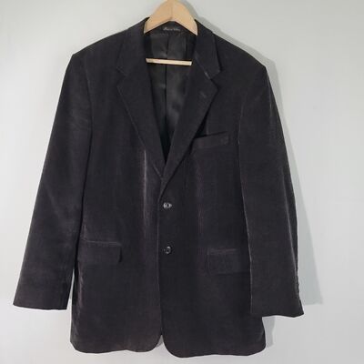 Alan Flusser Men's Black Corduroy Balzer Sz 44R Single Breasted Fall Minimalist