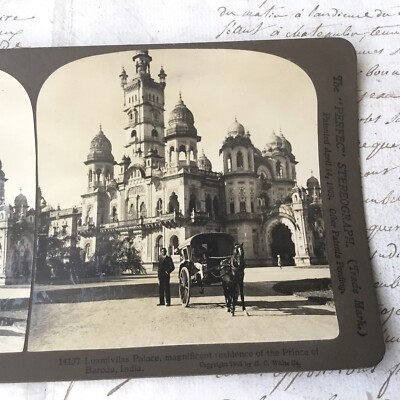 1901 FOTO India Photography Laxmi Vilas Palace Prince Of Baroda Stereoskopisch