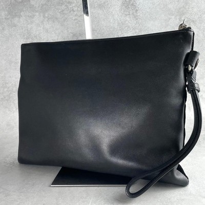 Ermenegildo Zegna Men Hard To Obtain Couture Clutch Bag Leather Black Limited Ed