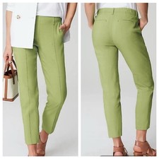 NWT J Jill Pintucked Linen Stretch Slim Leg Pants Sz Small Snap Pea Green