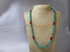 Collar Turquesa Heishi Cuentas y Coral 925 Nativo Americano Suroeste