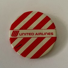 VINTAGE COLLECTIBLE United Airlines Pin back, red candy stripe 2.25”