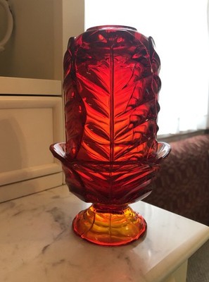 Vintage Viking Red/Amberina 2 Piece Fairy Lamp | eBay