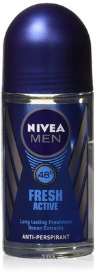 (Pack of 3 Bottles) Nivea FRESH ACTIVE Men's Roll-On Antiperspirant &...