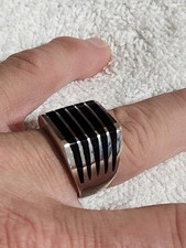 Sterling Silver 925  Black Onyx Ring Nice Size 10 1/4
