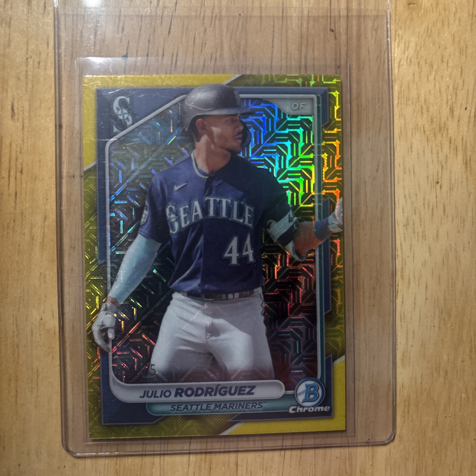 2024 Topps Bowman Chrome Baseball Julio Rodriguez Yellow Mojo 68/75
