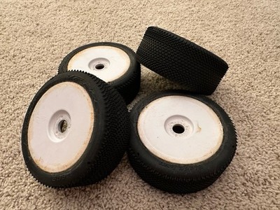 4x VP Pro Blade Evo 1/8 Buggy Tires (4) GLUED on White Wheels