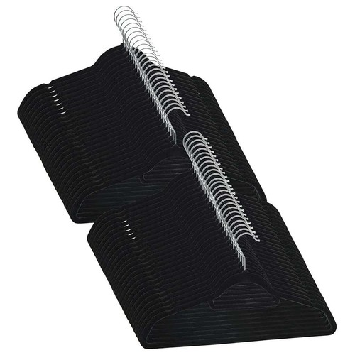 vidaXL Hanger Set of 50 Black ABC plastic, zinc alloy, velvet Standard - Picture 2 of 7