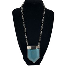 Paparazzi Turquoise Silver Tone Statement Necklace and Earring Set Boho Jewelry
