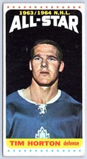 TIM HORTON ALL-STAR SP 1964-65 TOPPS TALLBOYS NHL HOCKEY 64-65 #105 VGEX+  77094