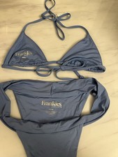 Frankies Blue Triangle Halter Lined Bikini Set 2 Piece Medium Women's Swimwear