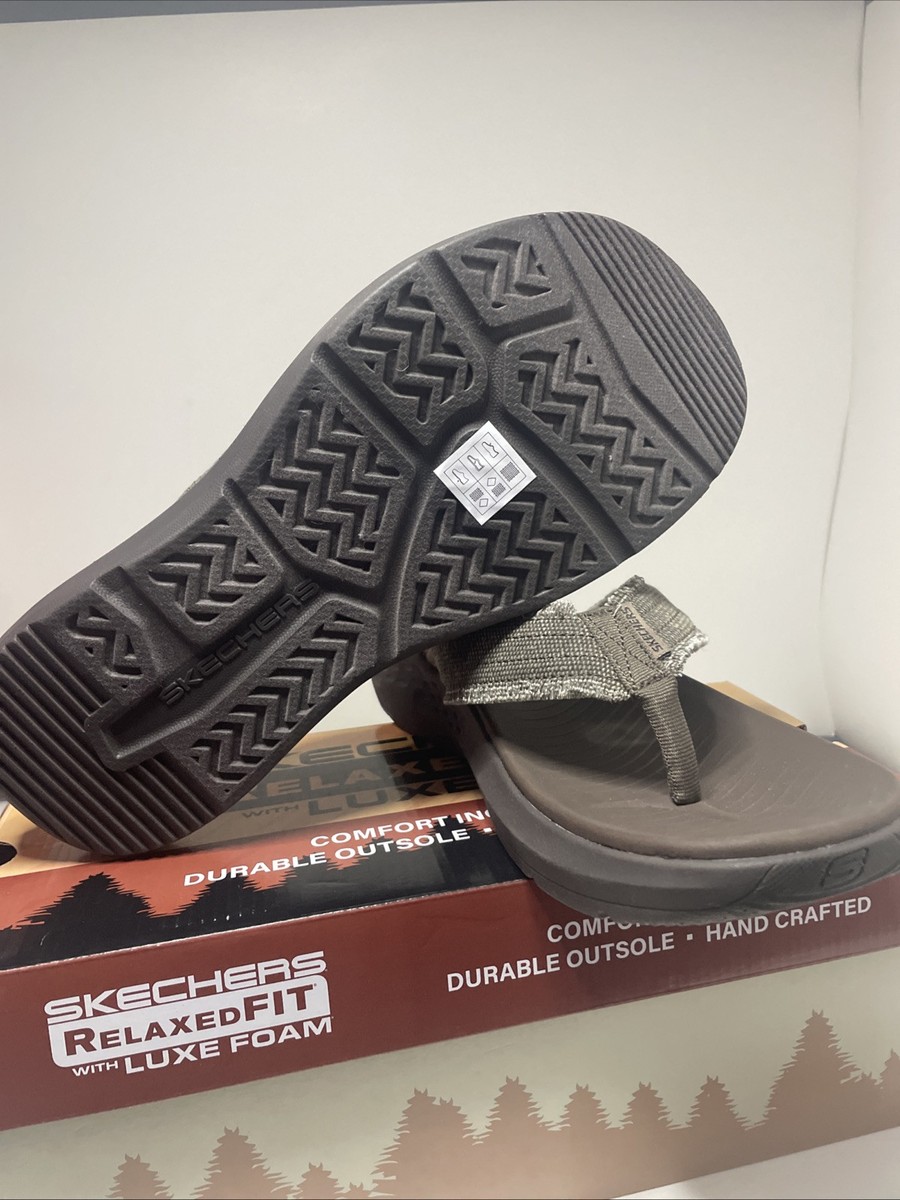 Skechers Luxe Foam Mens Sandals Chocolate Relaxed Fit Vegan  display picture 3
