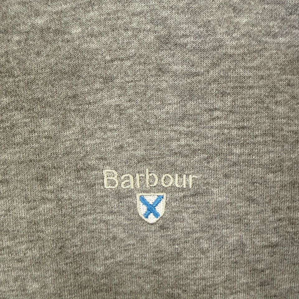 Barbour Hombre 1/4 Cremallera Sudadera Grande Gris Algodón Pullover Suéter Diseñador Foto 4 de 4