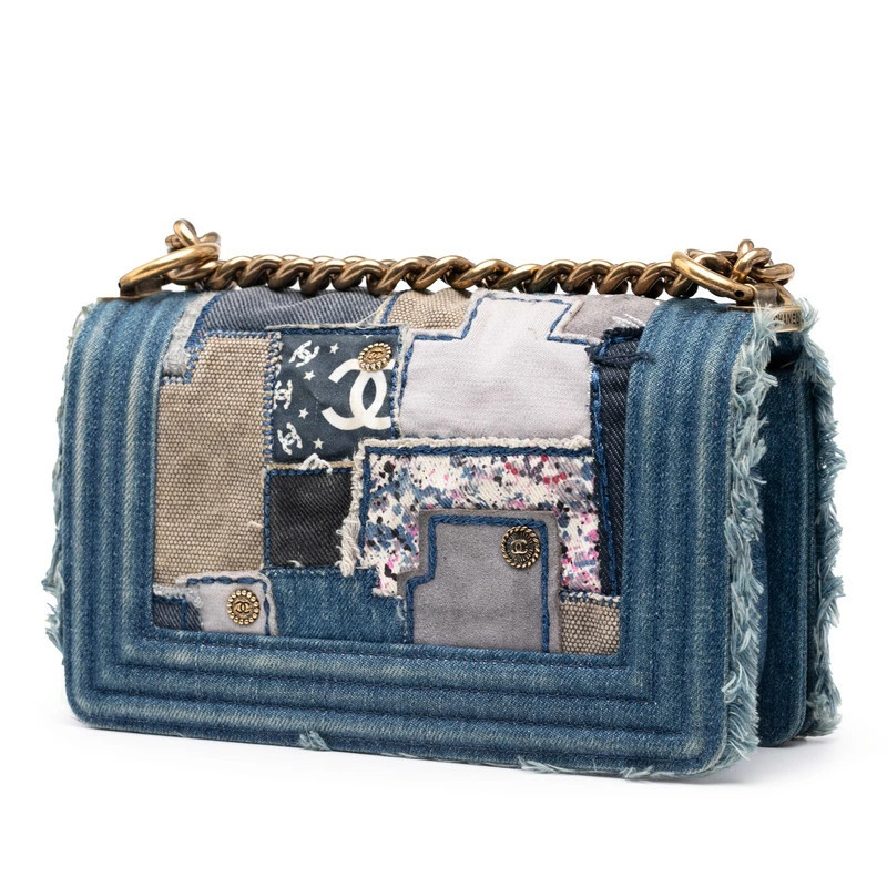 Chanel Boy Patchwork Chain Shoulder Bag Denim r0_… - image 2