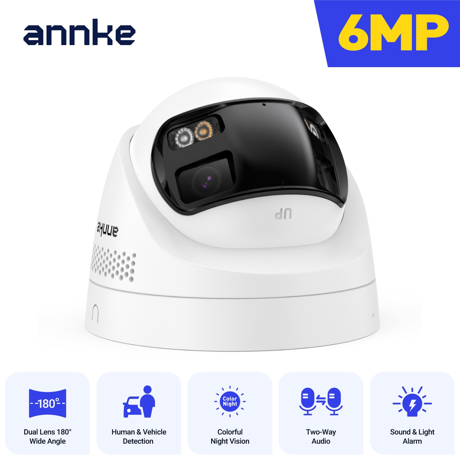 ANNKE 6MP Full Color PoE Security Camera Dual Lens Two-Way Audio Outdoor AI