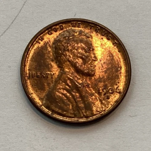 1936-S Lincoln Wheat Cent. MS+ grade, Exceptional RB color! 1C Old US Penny