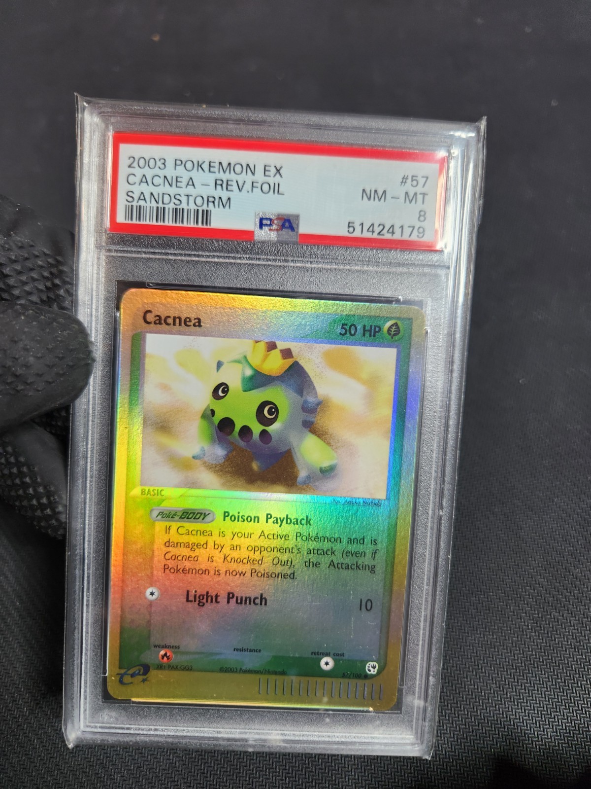 2003 Pokemon EX Sandstorm Cacnea Reverse Holo Foil #57 PSA 9 Mint Graded Pokémon