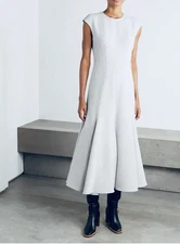 $2,295+ Gabriela Hearst CROWTHER FRAYED CREPE MAXI DRESS LIGHT BLUE Italy 42/6US