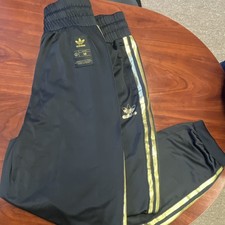 adidas Originals Track Pants Black Gold Strip...