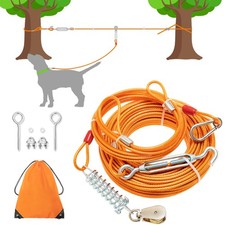 IPRAVOCI 100FT Dog Tie Out Cable, Heavy Duty Dog Runner Cable Lead for Yard