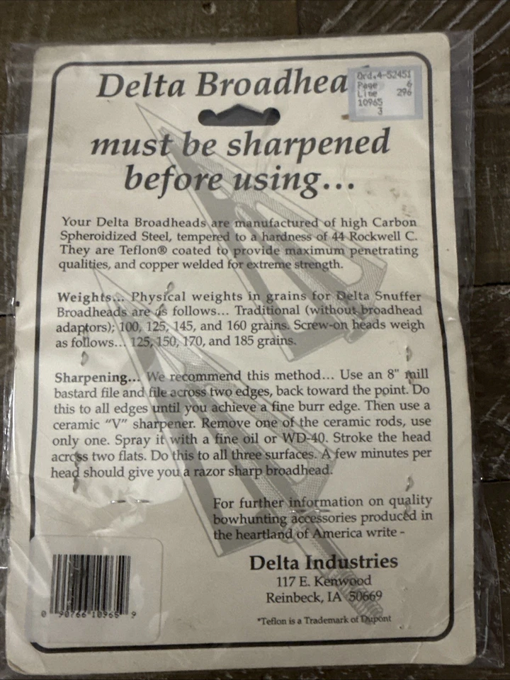 RARE Delta #10965 125GR. 5pcs 2 Blade Screw-On Rothhaar Snuffer Broadhead-SHIP24 - Image 4 of 4