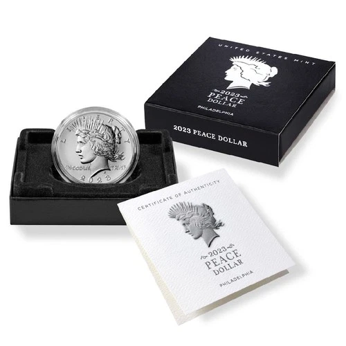 2023 (P) $1 Peace Silver Dollar Uncirculated w/ Box, OGP &COA