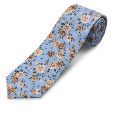 Cotton Floral Ties for Men 2.76" Men's Skinny Tie Linen Flower Flowers in Rain