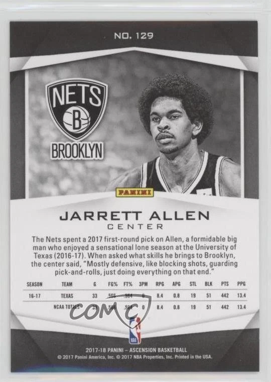 2017-18 Panini Ascension Base Purple /50 Jarrett Allen #129 Rookie RC - Image 2 of 2