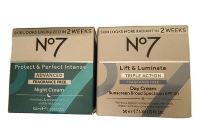 Lot Of 2 No7 Protect & Perfect Advanced Night Cream & Triple Action Day Exp-9/28